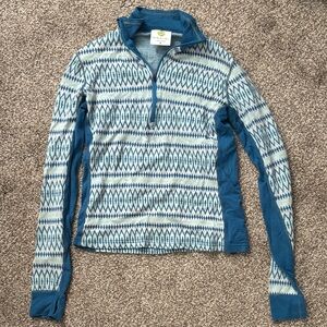 Dakini Teal Merino Wool Quarter-Zip Top